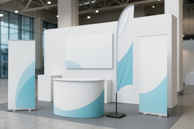 stand aux couleurs d'une entreprise